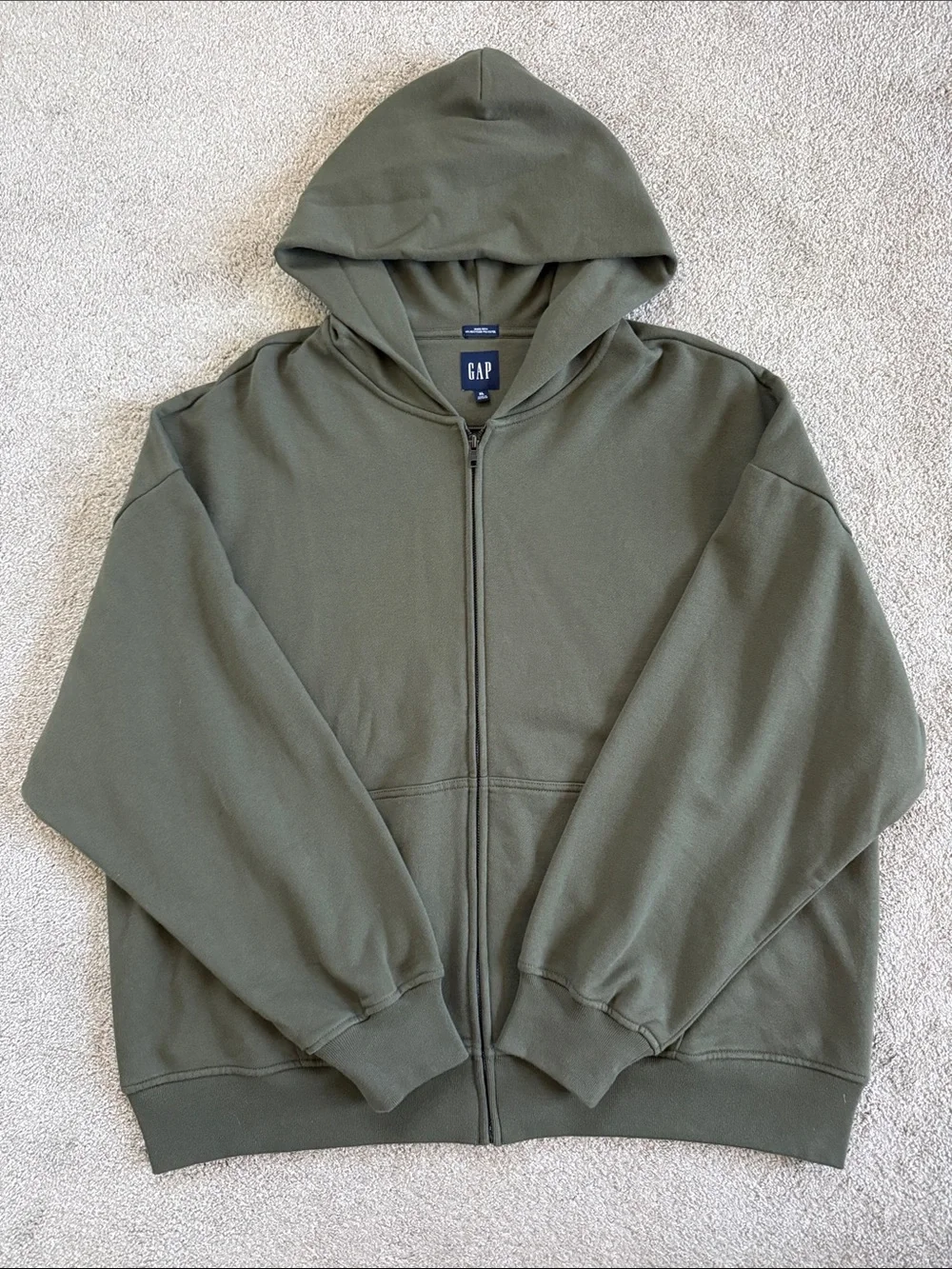 GAP Men's Olive Full-Zip Hooded Sweater